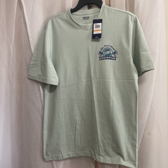 Izod Small Tee Shirt Saltwater‎ Harbor Gray Brewpub NWT - Picture 3 of 4